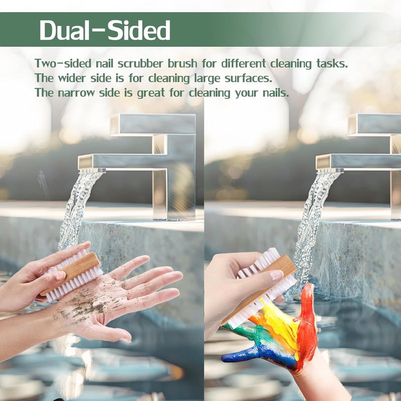 DEBETOOL DBEBTOOL Nail Brush Set - 4pcs Two-Side Fingernail Nail Brushes for Cleaning, Wooden Nail Cleaning Brush, Stiff Nail Scrubber Brush for Cleaning Toes and Nails - Image 4